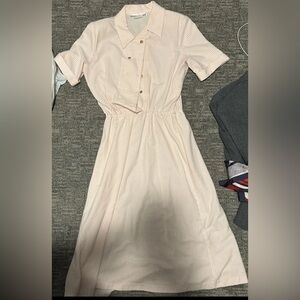 Vintage 1980s does 1950s Kenny Classics Striped Seersucker Pink Dress